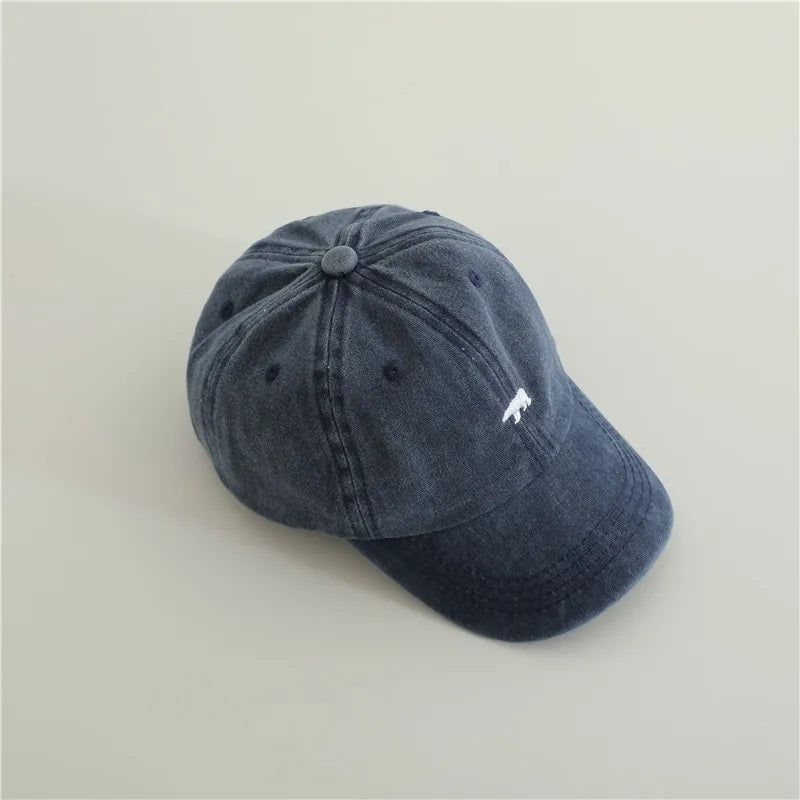 New Baby Embroidery Bear Denim  Children Casual Caps