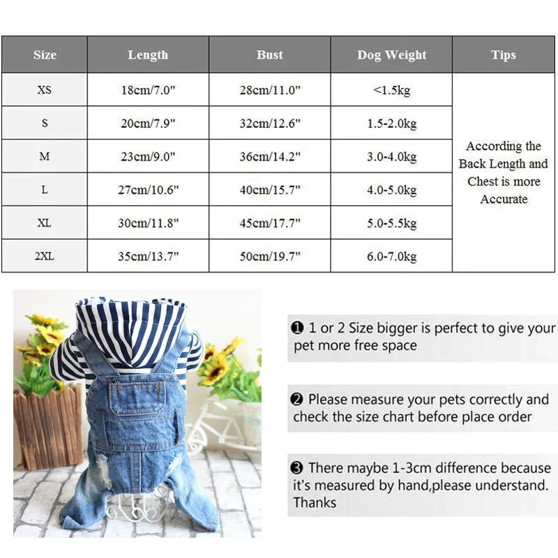 Pet Denim Jumpsuit Dog Jeans Hoodies