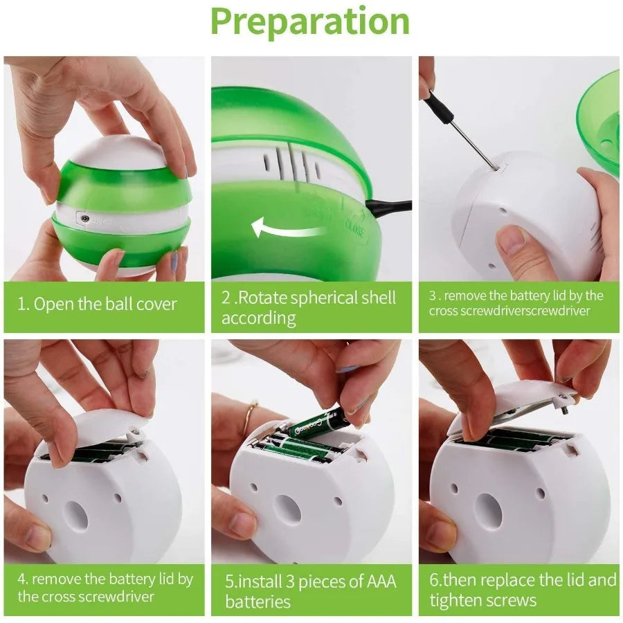 Rolling Pet Toys Interactive 360 Degree Automatic Self Rotating LED Light Sound