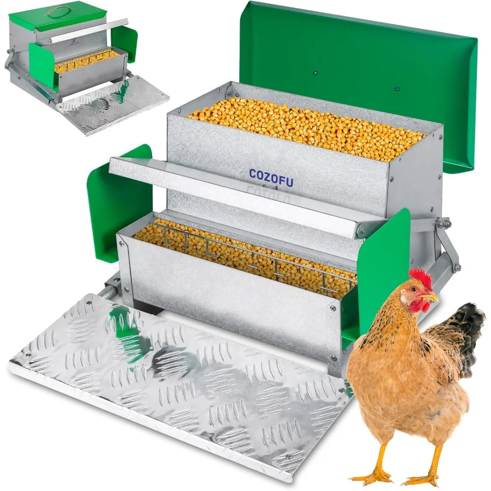 Large Capacity for 6-12 Chickens, Lasts 10 Days (25lb Feed),