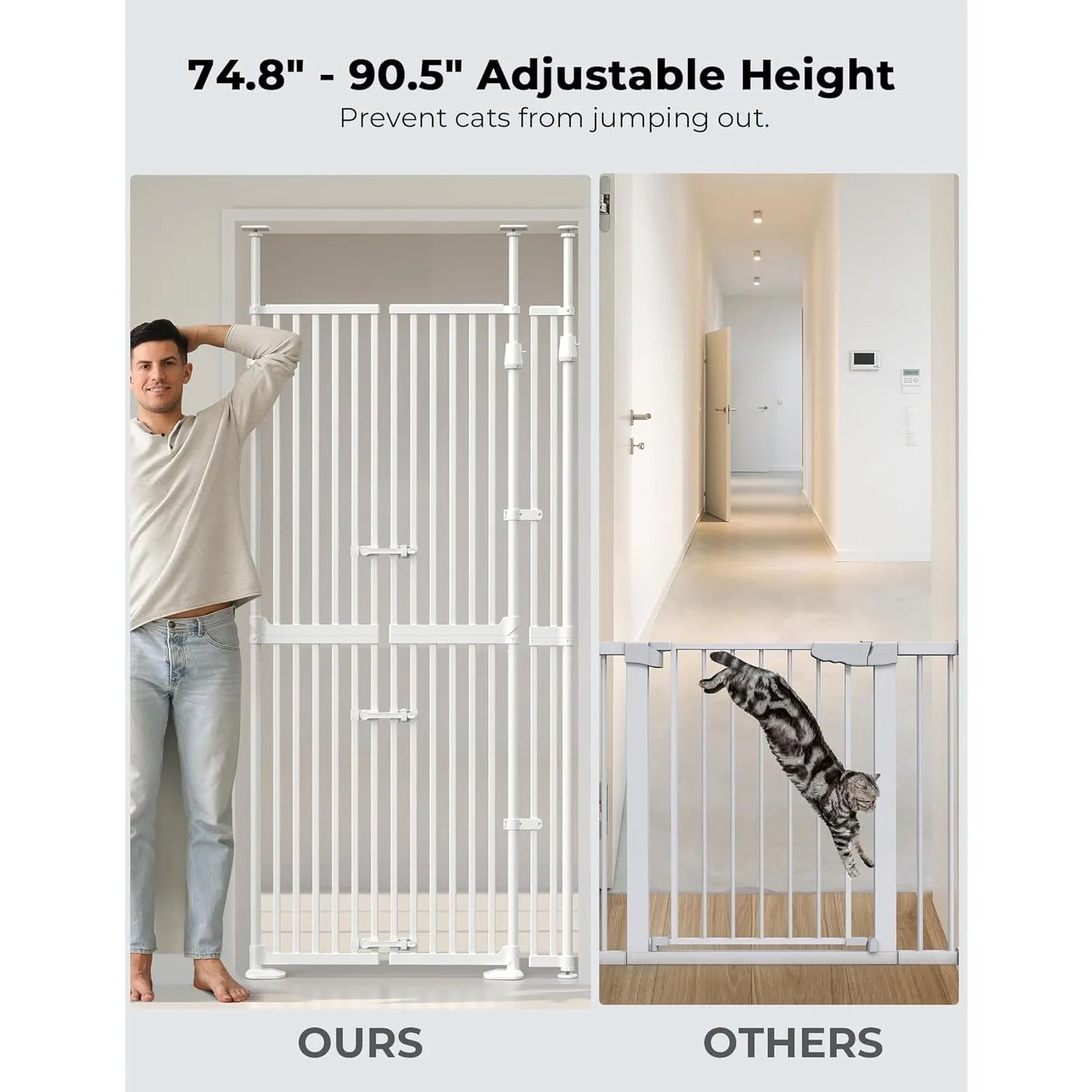 Tall Cat Gate for Doorway: Mount No Wall Drilling