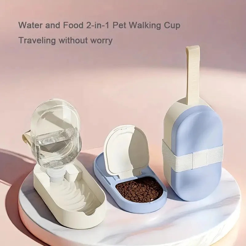 Portable Pet Water Bottle & Food Dispenser -