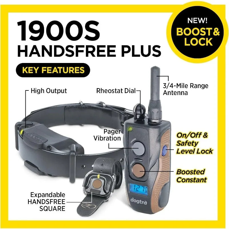 Remote Dog Training E-Collar, HANDSFREE Square, 3/4-Mile Range,