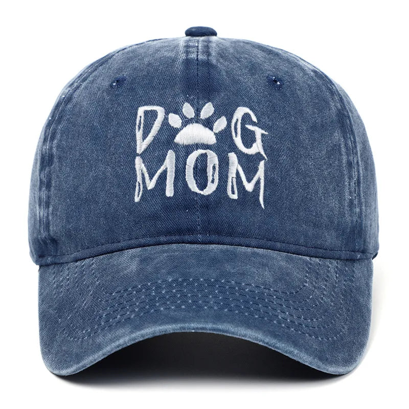 Retro Letter Embroidery  Dog Dad Baseball Caps Washed Streetwear