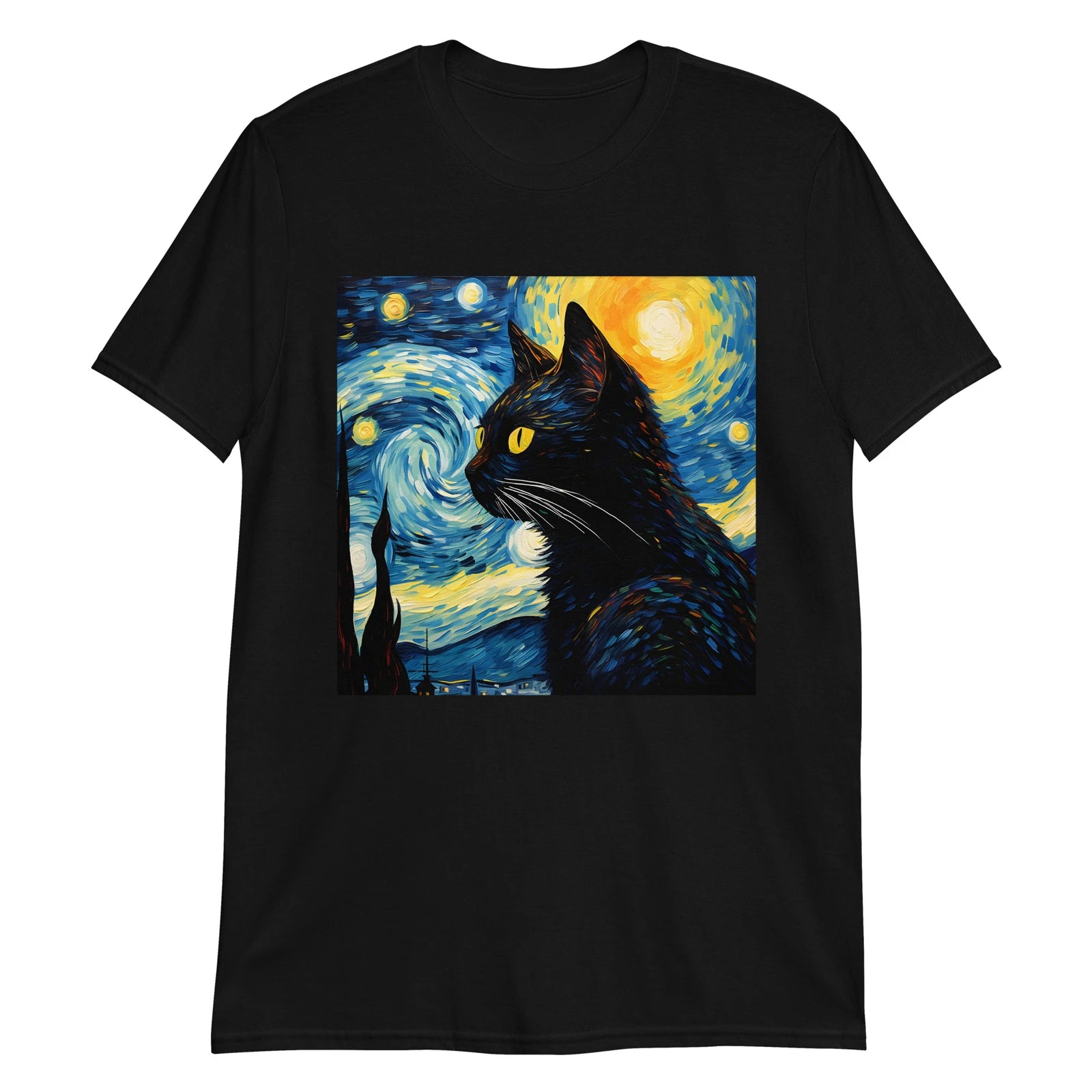 Men Clothing Mens T Shirts Cat Starry Night Van Gogh