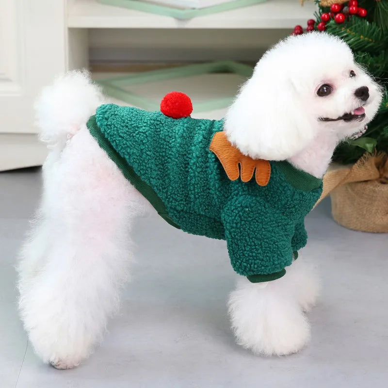 Christmas Pet Clothes Warm Fleece Dog Sweaters Puppy Cat