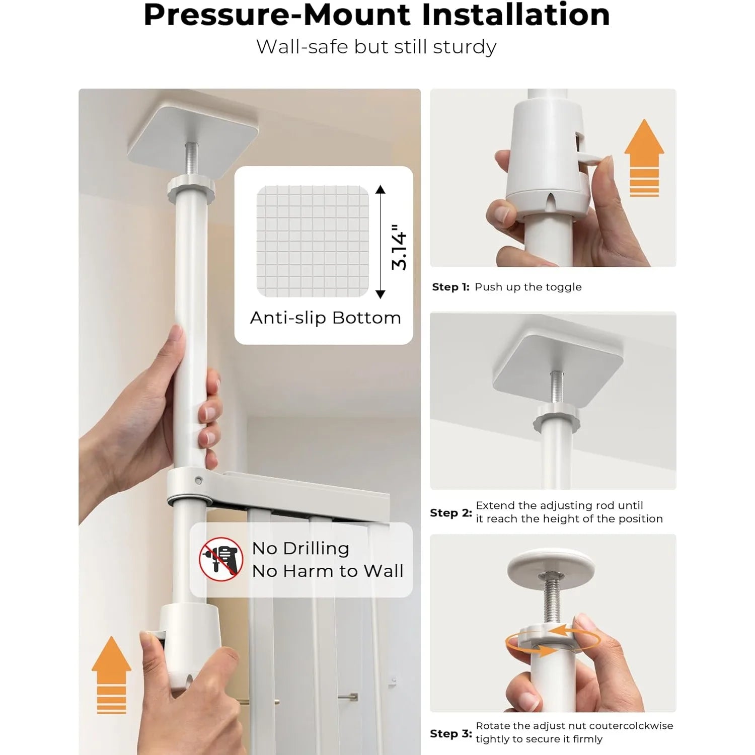 Tall Cat Gate for Doorway: Mount No Wall Drilling