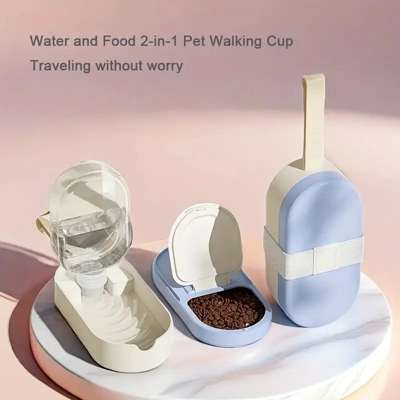 Portable Leakproof Pet Water Bottle & Food Container for Dogs, Cats, Rabbits