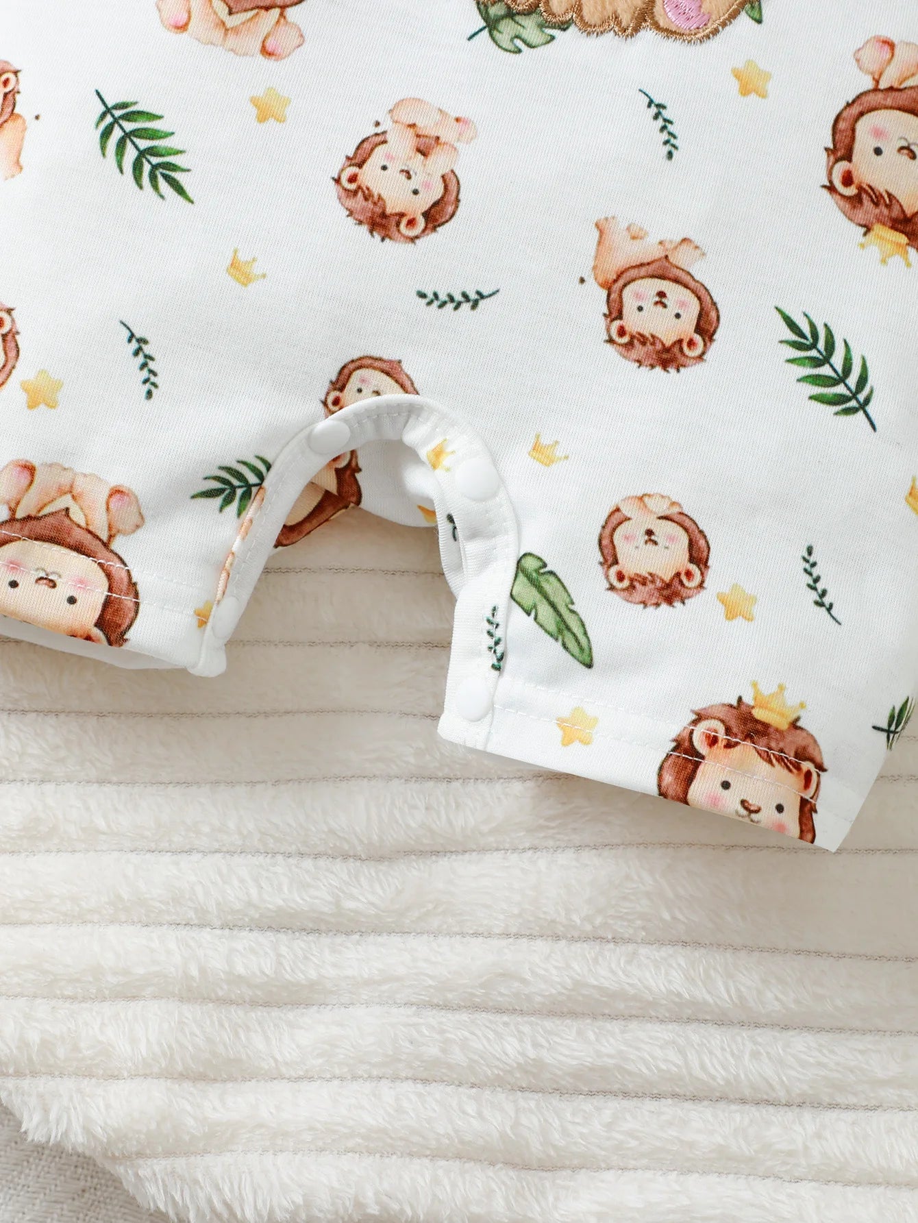 New Baby Boy Casual Cute Cartoon Lion Pattern Round Neck Short Sleeve Hoodie