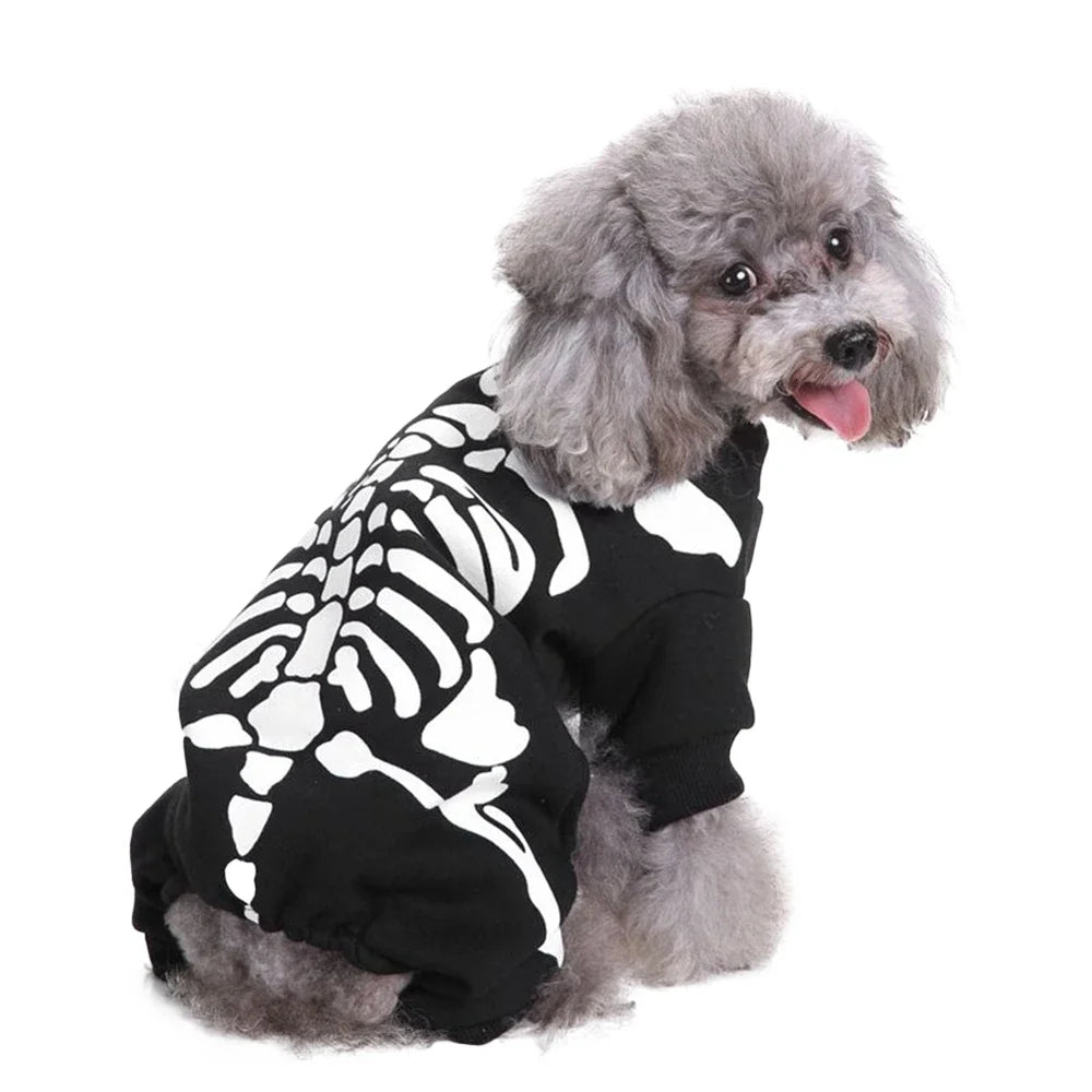 Skeleton Dog Costumes Halloween Pet Clothes Apparel for Puppies Small Medium Dogs Cats Holiday Party DressingUp Clothes
