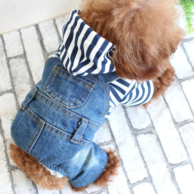 Pet Denim Jumpsuit Dog Jeans Hoodies