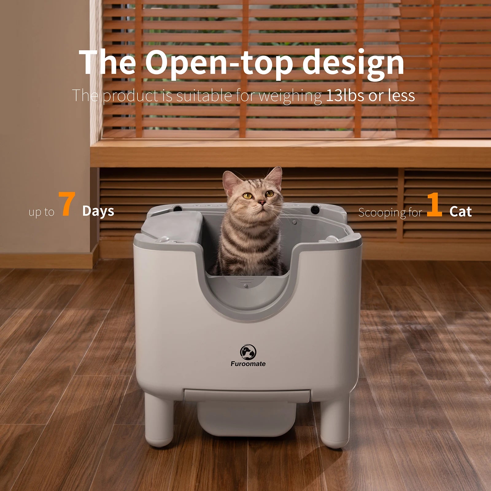 F6 Self-Cleaning Litter Box - Open-Top Automati