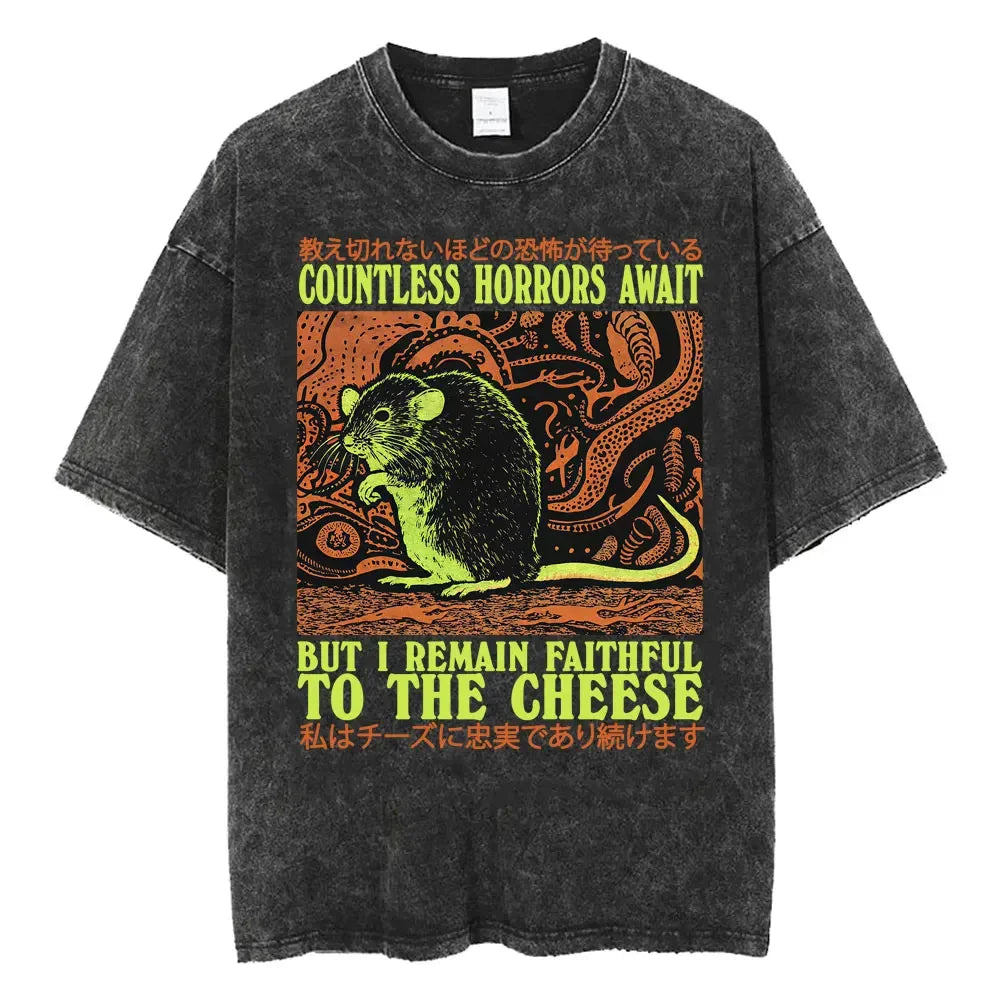 It's Cheese or Be Cheesed Rat Washed T Shirt Streetwear