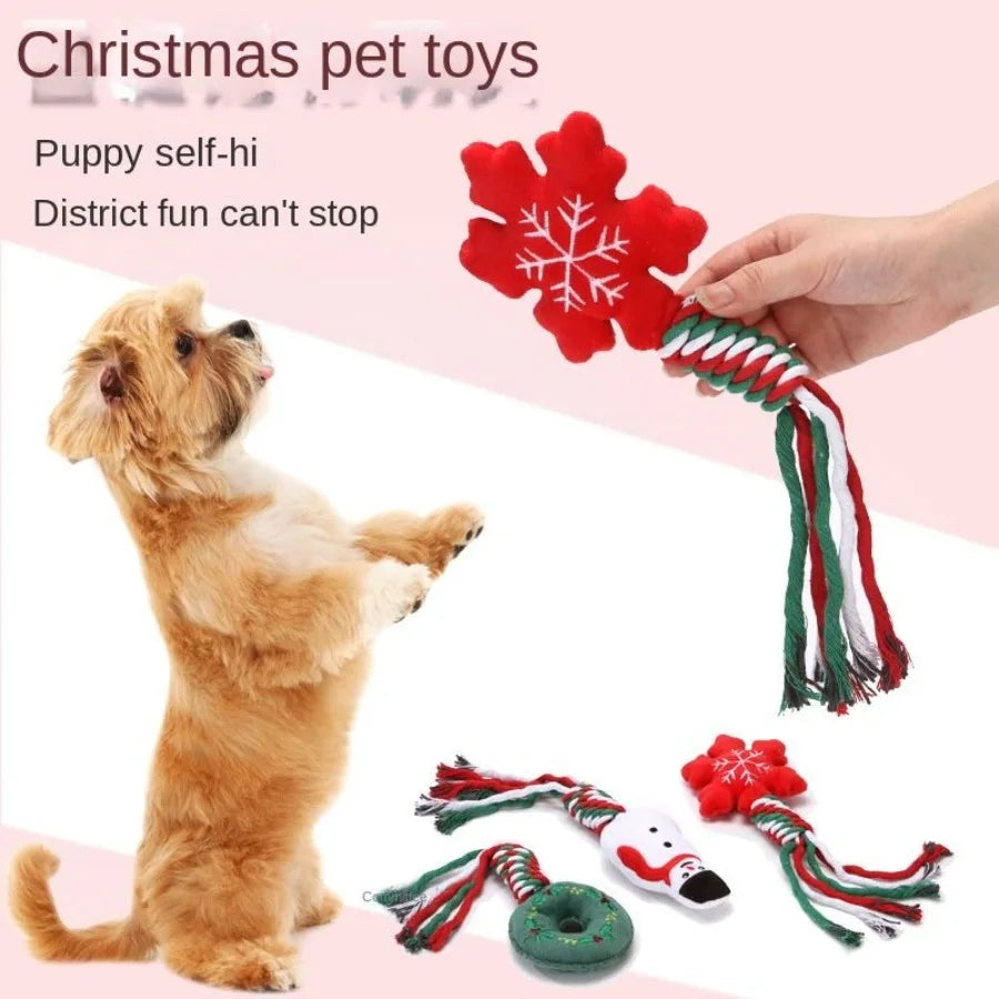 3pcs Christmas training dog teeth cleaning knot