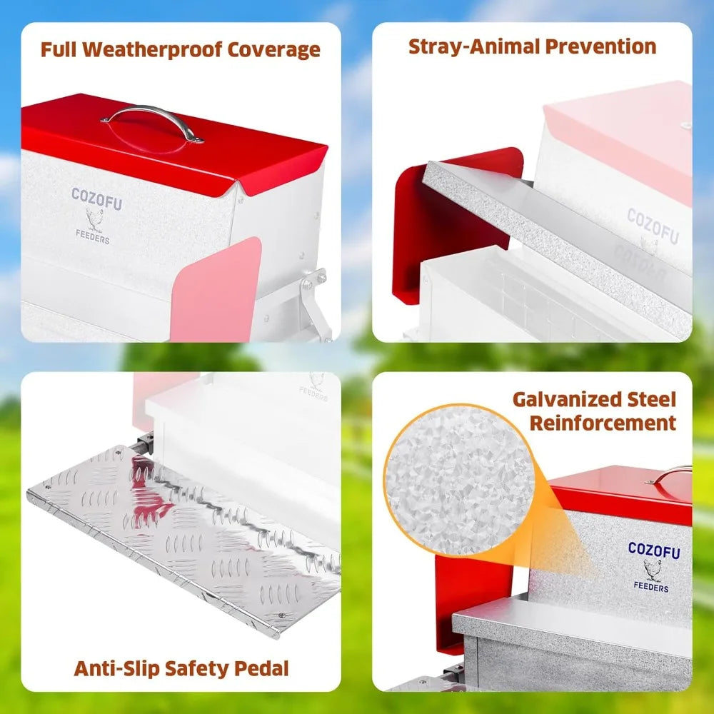 Large Capacity for 6-12 Chickens, Lasts 10 Days (25lb Feed),