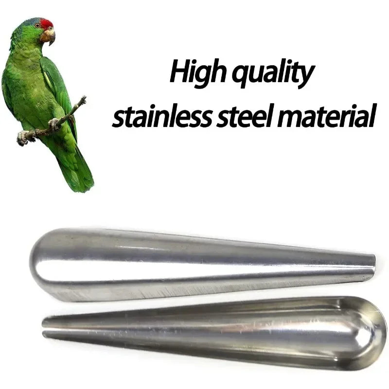 Pet Bird Parrot Stainless Steel Food Adding Spoon Bird Cage Food Add Accessories Small Pet Feeding Tool 1 Pc
