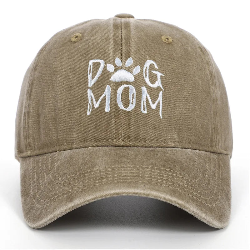 Retro Letter Embroidery  Dog Dad Baseball Caps Washed Streetwear