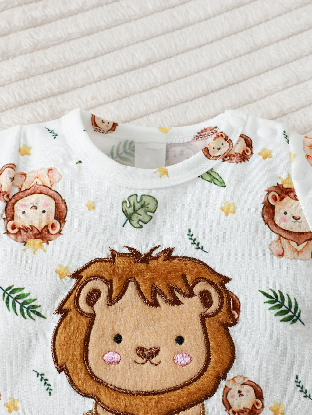 New Baby Boy Casual Cute Cartoon Lion Pattern Round Neck Short Sleeve Hoodie