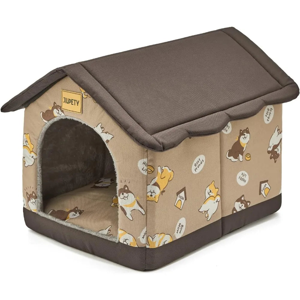 Large Indoor , Warm and Cozy Sleeping Cave Bed for Cats and Dogs, Brown