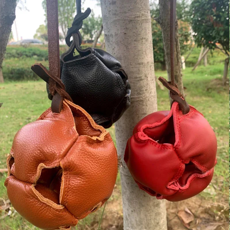 Leather Dog Training Ball Toy Dog Ball Tug Toy, with a Handle