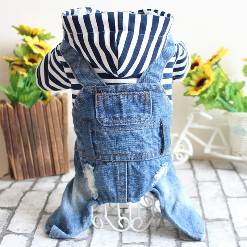 Pet Denim Jumpsuit Dog Jeans Hoodies