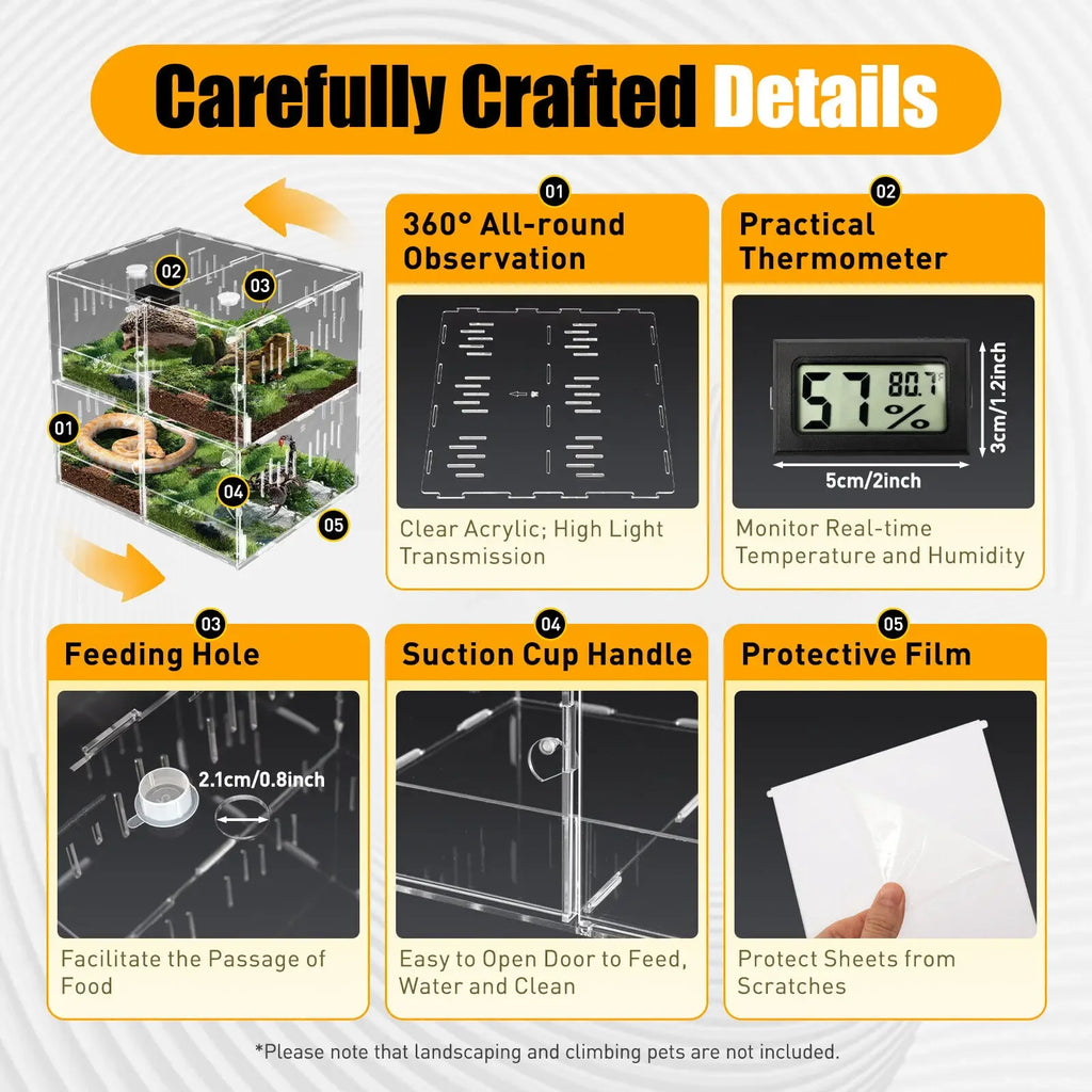 4 Grids Clear Acrylic Pet Reptile Cage Breeding