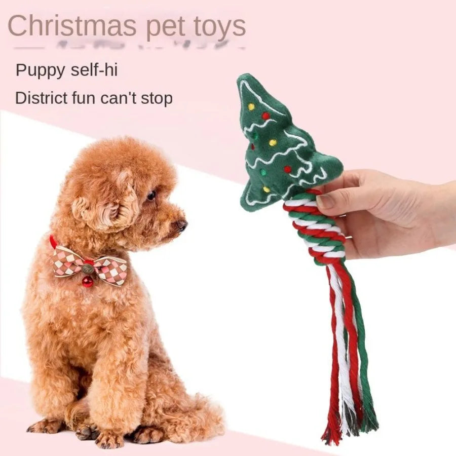 3pcs Christmas training dog teeth cleaning knot