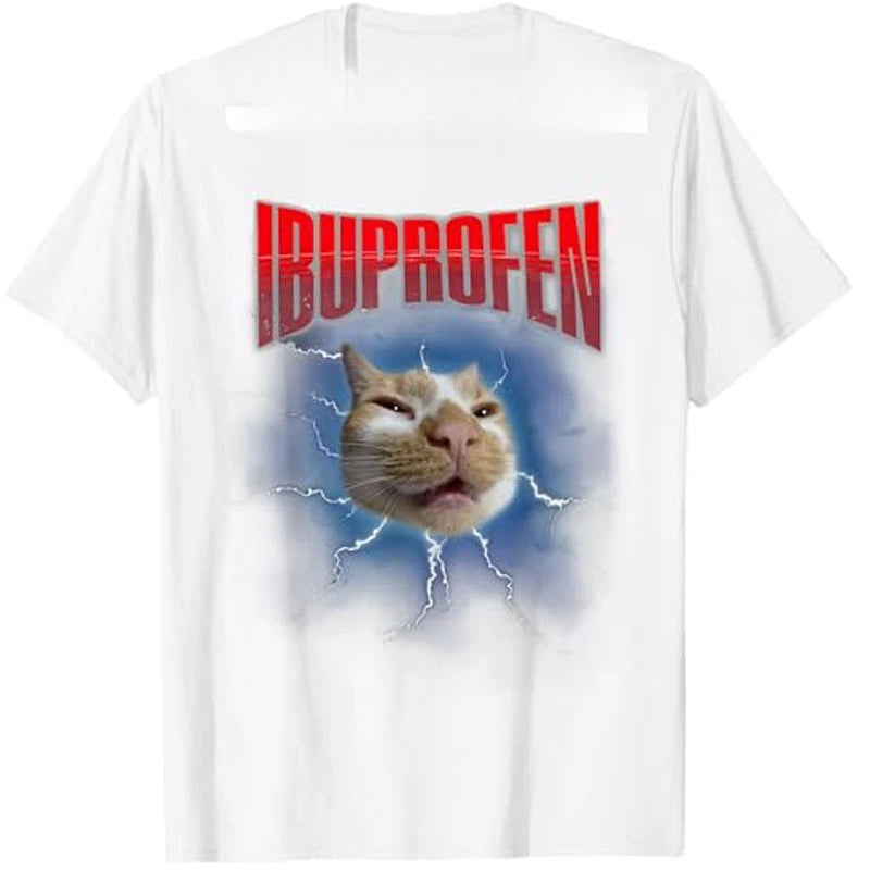 Unisex Funny Ibuprofen Cat Hilarious Cat Meme T-Shirt Humor